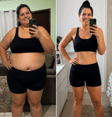 Antes e depois de uma usuária do Evofit
